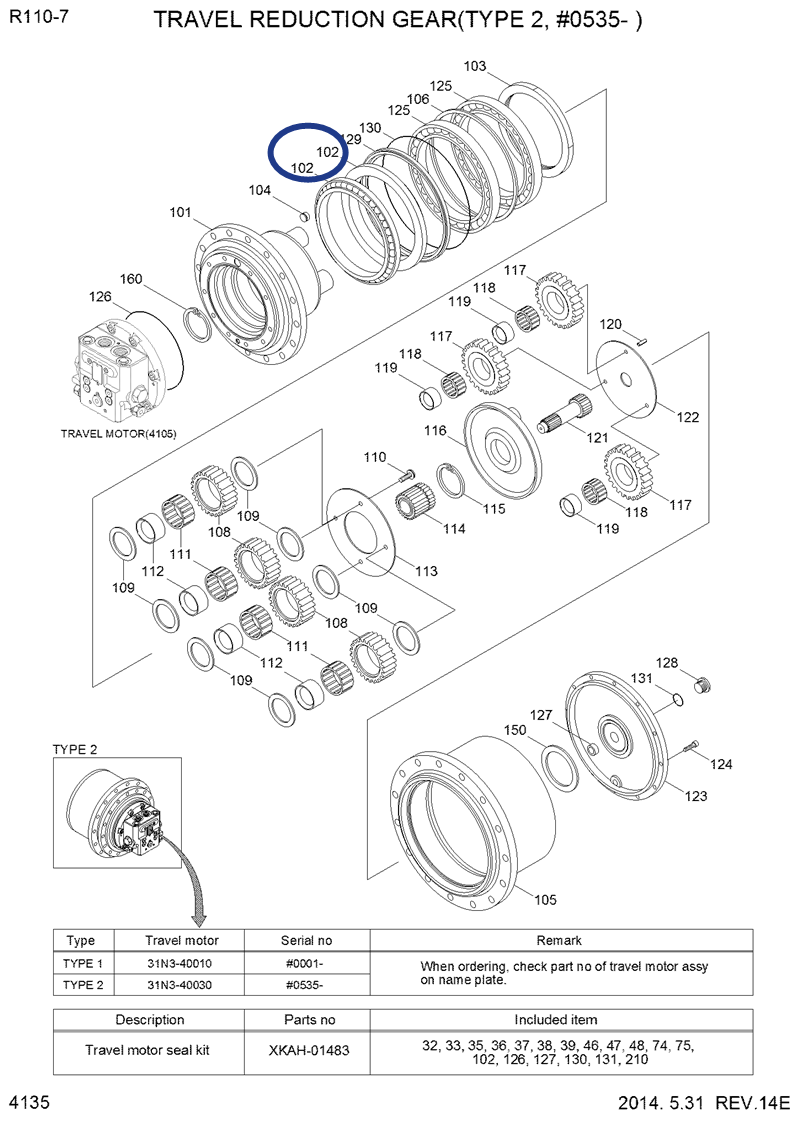 HYUNDAI R110 R140 floating seal XKAH-01205