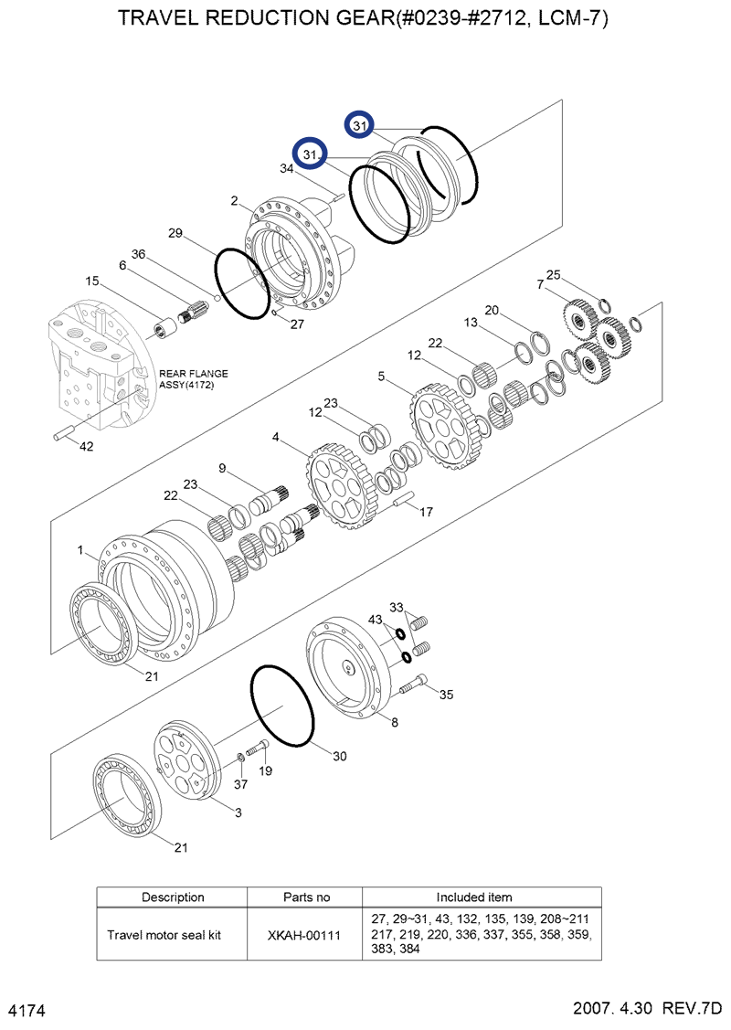 HYUNDAI R140LC-7 R210LC-7 floating seal XKAH-00031