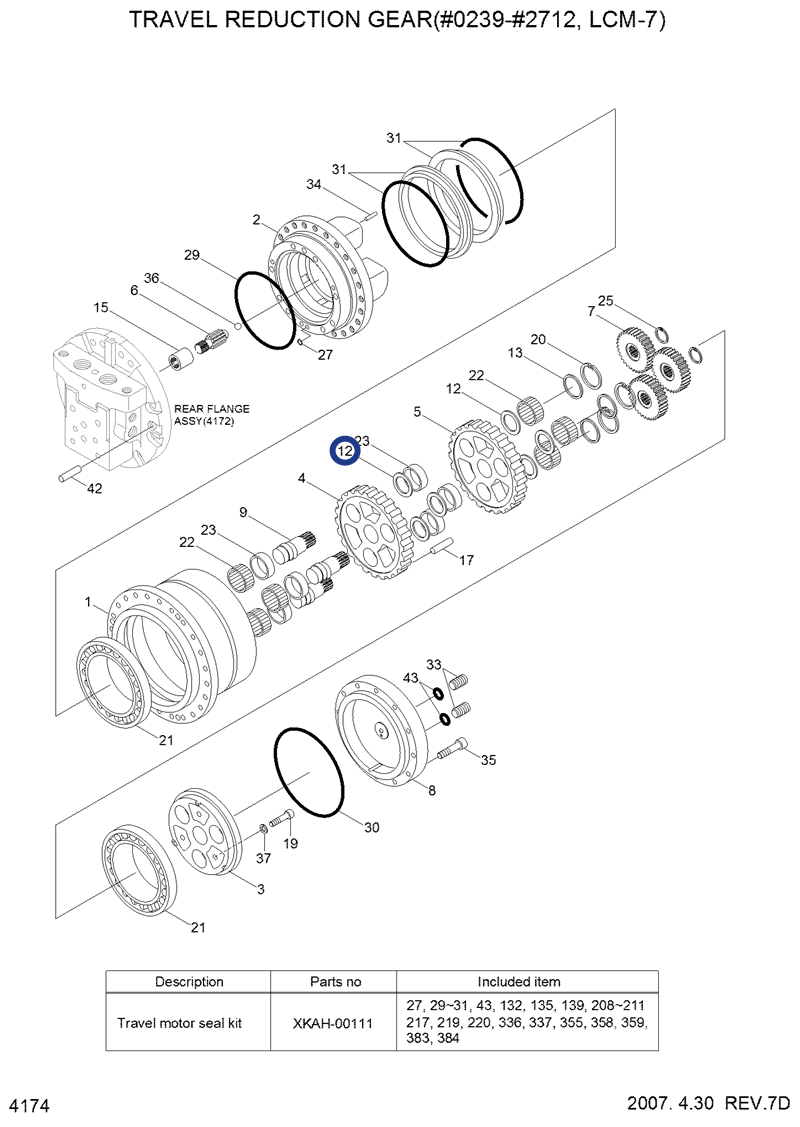 HYUNDAI R140LC-7 R180LC-7 R210LC-7 R250LC-7 floating seal XKAH-00372