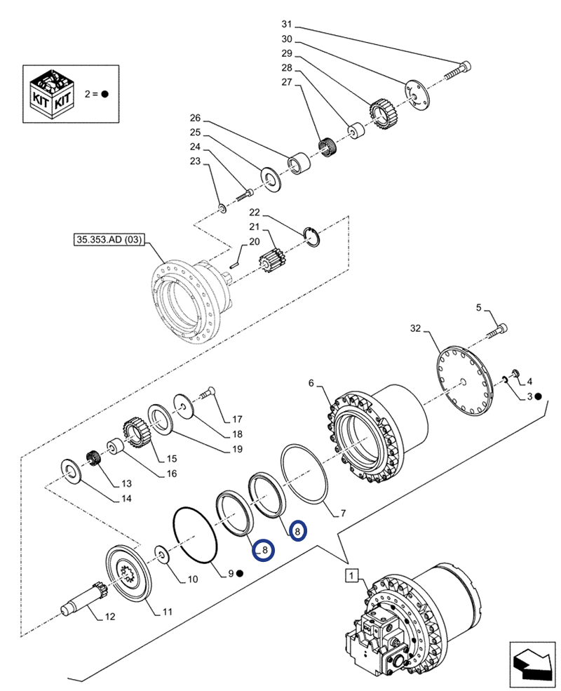 CASE CX160 CX210 CX250 floating seal LB015620